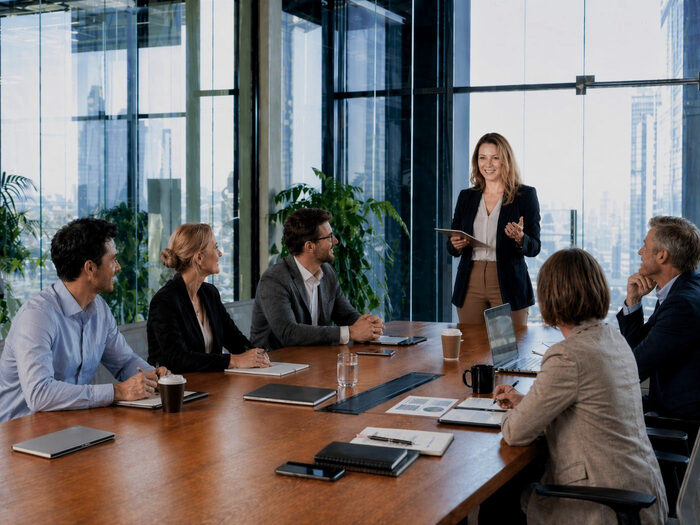 Sesión de capacitación en una sala de reuniones